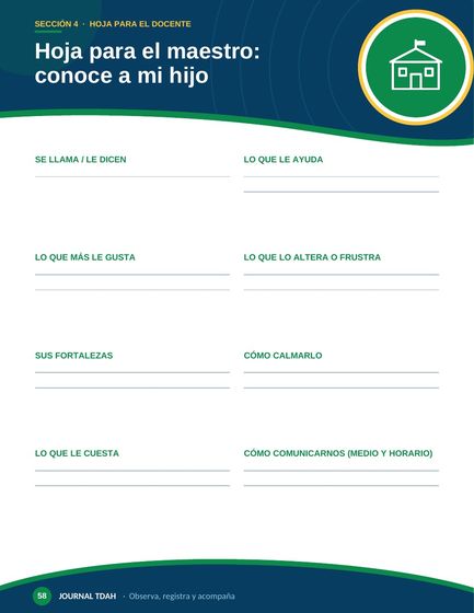 Hoja para el maestro: conoce a mi hijo